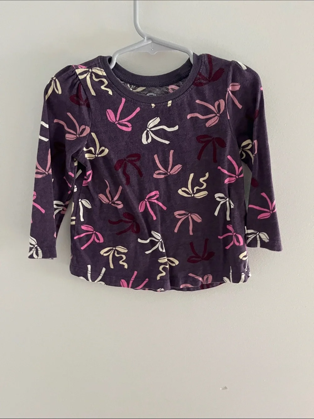 GAP Purple Long-Sleeve Tee with Bow Print